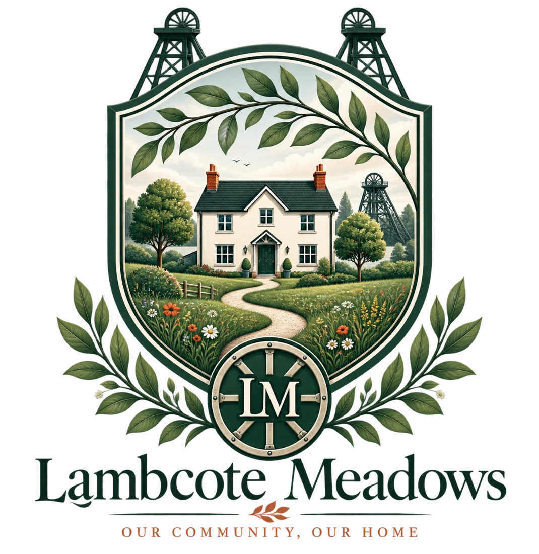 Lambcote Meadows heritage crest and wordmark