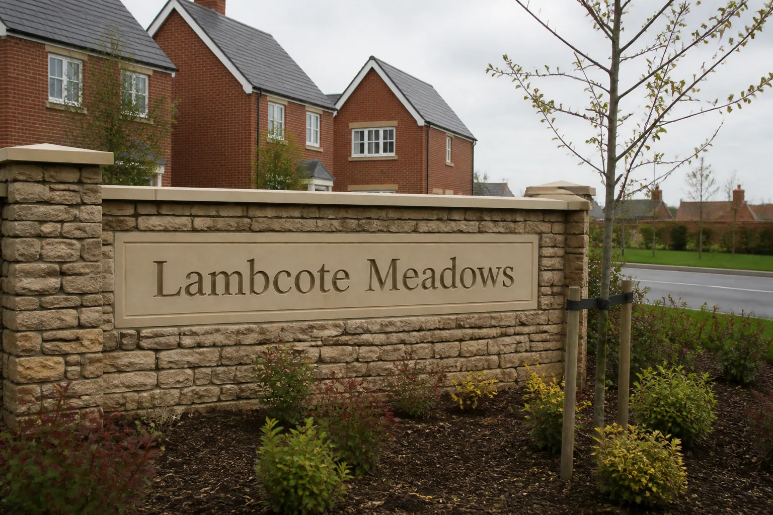 Lambcote Meadows entrance sign
